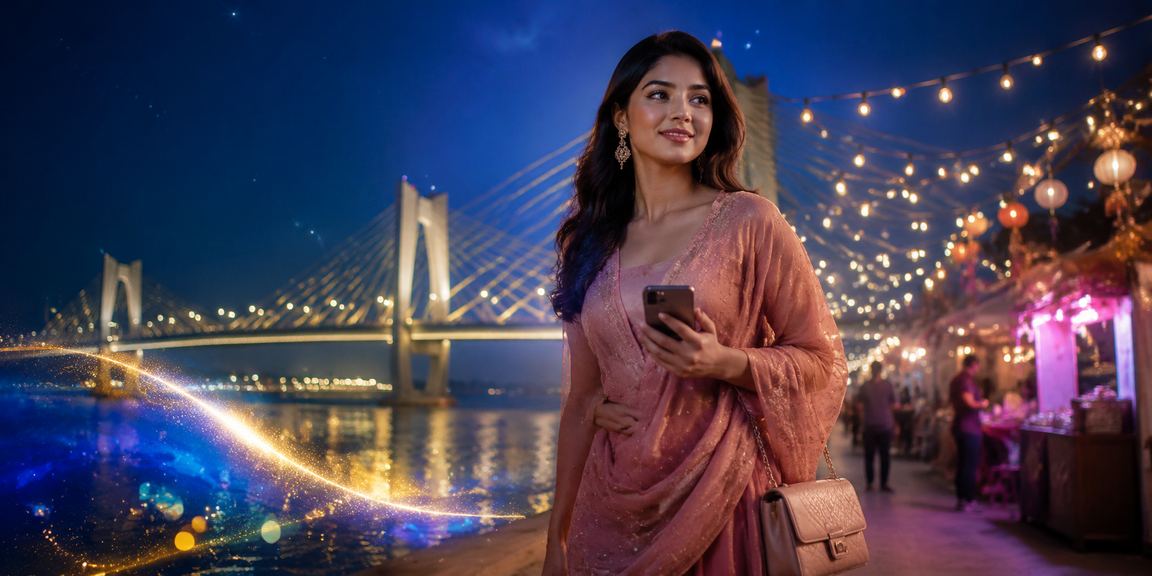 ময়মনসিংহে নাইট মার্কেটে মোবাইলে পেমেন্ট করছেন একজন ব্যবহারকারী